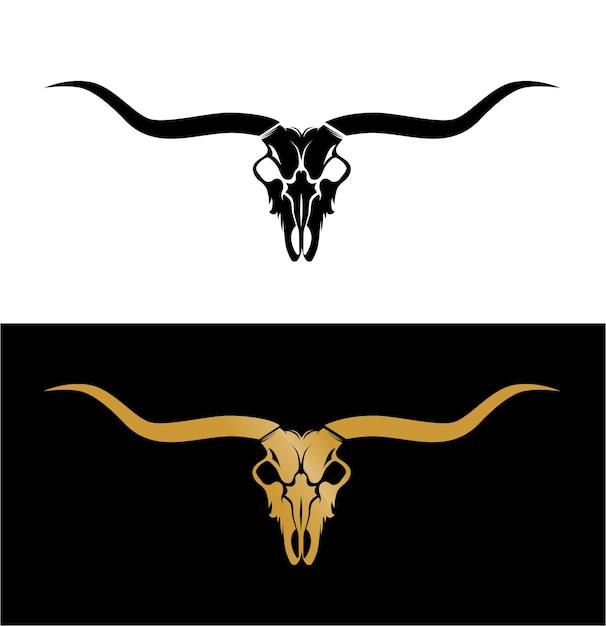 Longhorn head skull. Vector illustration.