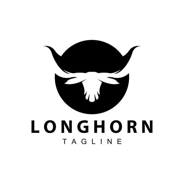 Longhorn logo ontwerp vintage oude stier texas westelijke land zwarte silhouet