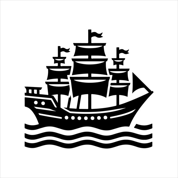longship silhouette vector illustration nautical theme graphic design