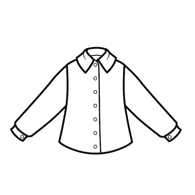 Vector longsleeved shirt for girl outline for coloring on a white background