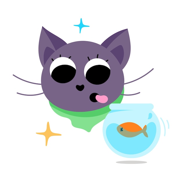 Look at this cute flat sticker of cat