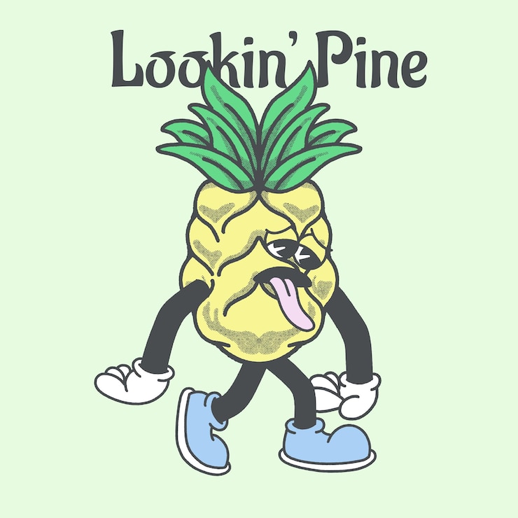 Vector lookin39 pine with pineapple groovy character design