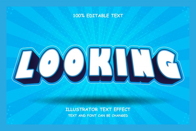 Looking,3d editable text effect modern shadow comic style