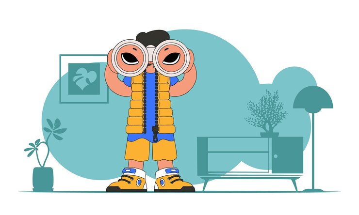 Vector looking for a company of firstclass employees attractive man looks through binoculars