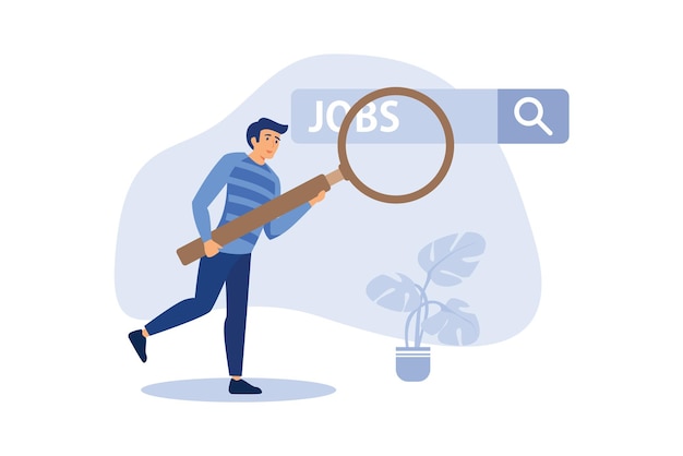 Vector looking for new job employment career or job search find opportunity find opportunity flat design