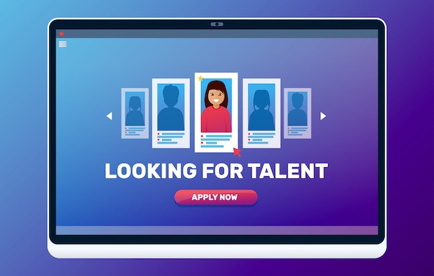 Looking for talent web illustration. job interview concept.