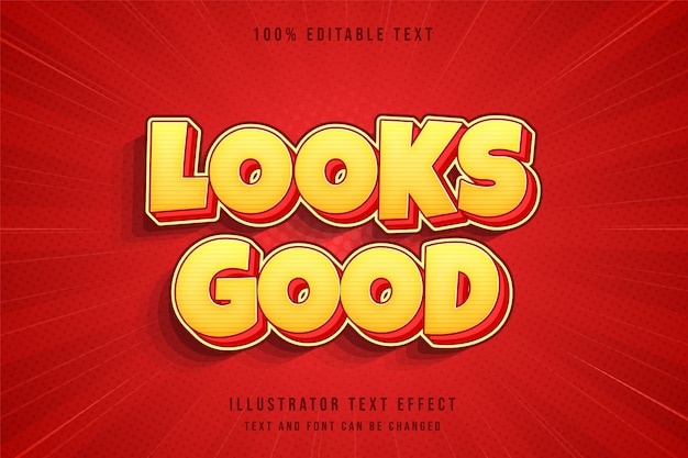 Looks good,3d editable text effect modern cream gradation orange red comic text style