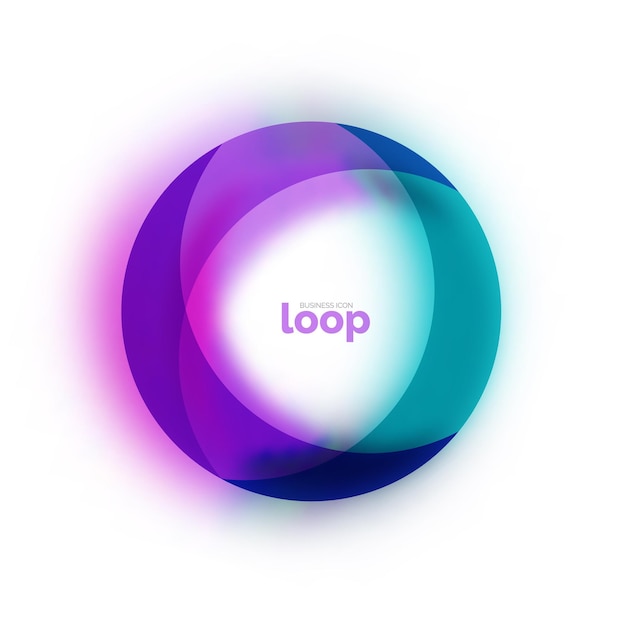 Loop circle business icon created with glass transparent color shapes Vector abstract round design