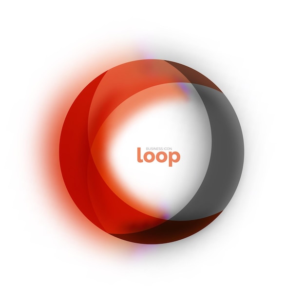 Loop circle business icon created with glass transparent color shapes Vector abstract round design