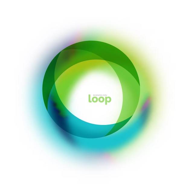 Иконка бизнес-круга петли, созданная из стеклянных прозрачных цветных форм