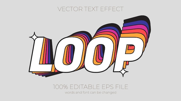 Loop editable text effect style EPS editable text effect