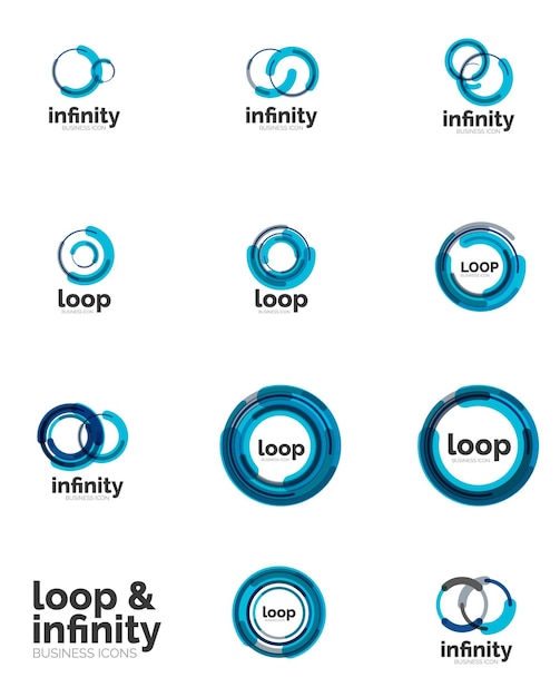 Loop infinity business icon set