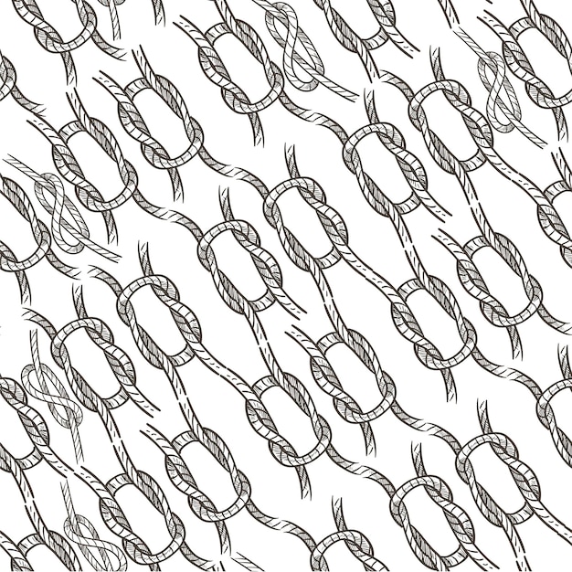 Вектор Петли и узлы, завязанные из шнуров или веревок, бесшовные модели