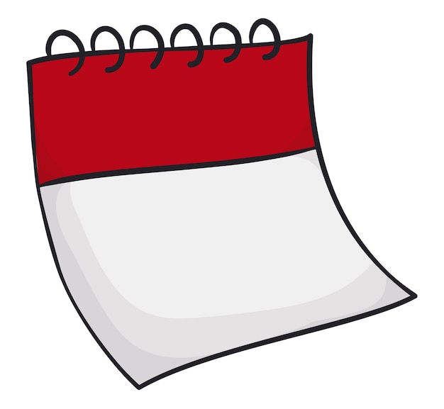 ベクトル 白い背景に分離された漫画スタイルの空の日付デザインのルーズリーフ カレンダー