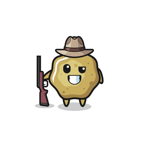 Loose stools hunter mascot holding a gun cute design