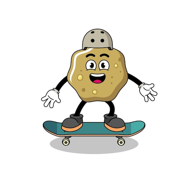 Loose stools mascot playing a skateboard