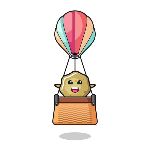 Loose stools mascot riding a hot air balloon cute design