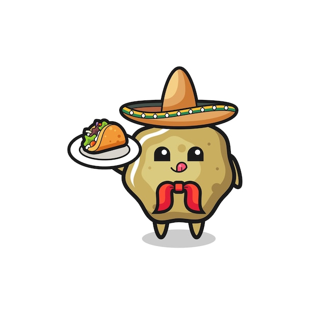 loose stools Mexican chef mascot holding a taco
