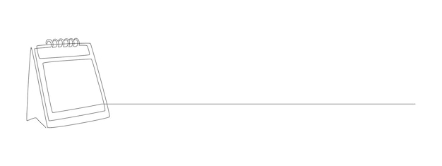 Календарь с вкладными листами в виде одной непрерывной линии. символ памятной даты и дня события в простом линейном стиле. концепция планировщика времени в редактируемом штрихе. векторная иллюстрация контура каракулей.