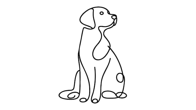 Vector lopende hond in doorlopende lijntekeningen tekenstijl minimalistische zwarte lineaire schets geïsoleerd op een witte achtergrond