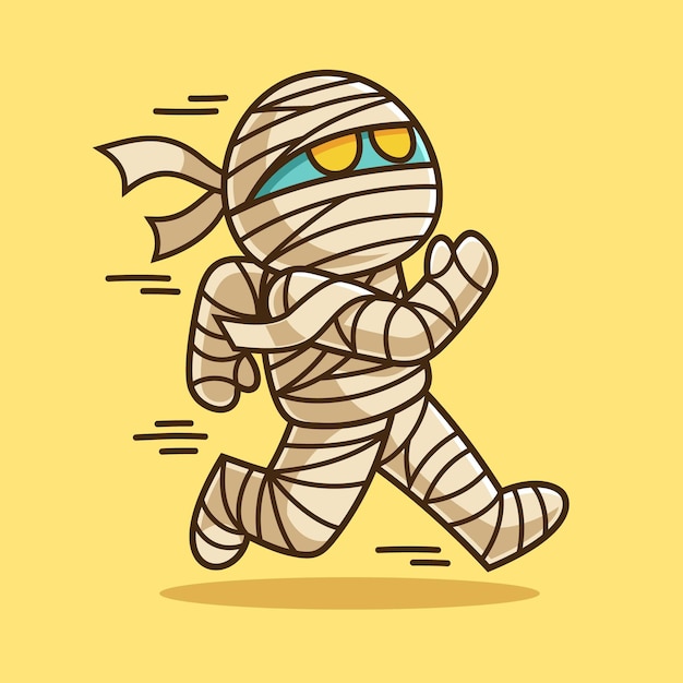 Vector lopende mummie stripfiguur illustratie