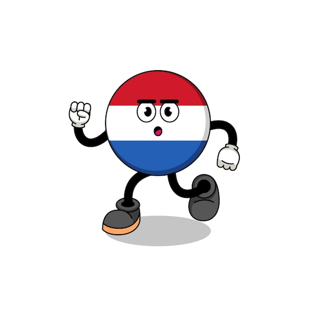 Lopende nederlandse vlag mascotte illustratie karakterontwerp