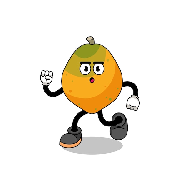 Lopende papaya fruit mascotte illustratie karakterontwerp