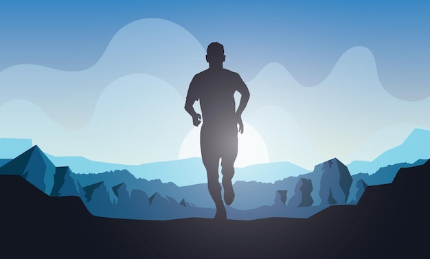Lopende silhouetten illustratie Trail Running Marathonloper