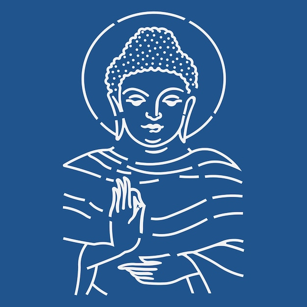 Lord Buddha Vector op blauwe achtergrond