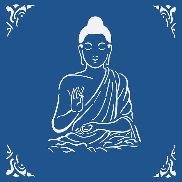 Lord Buddha Vector op blauwe achtergrond