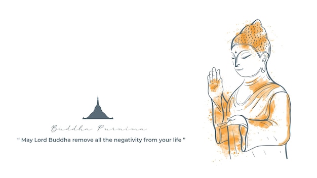 Lord Buddha with hand gesture at watercolor style vector illustration design