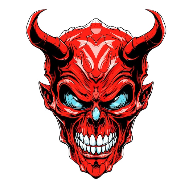 Lord of Darkness Grotesque portrait of the devil in vector line art style Template for tshirt sticker etc