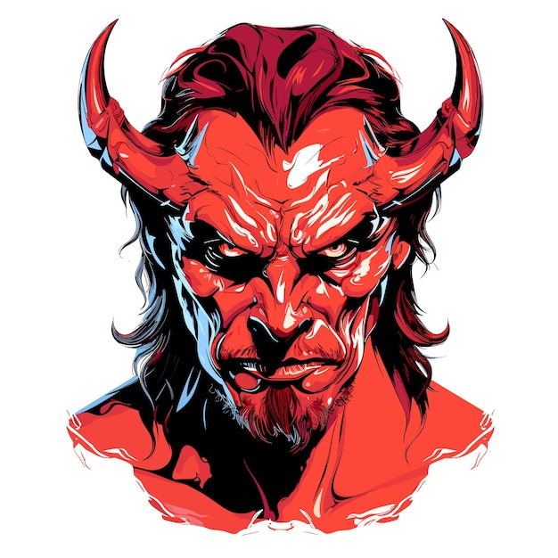 Vector lord of darkness grotesque portrait of the devil in vector line art style template for tshirt sticker etc