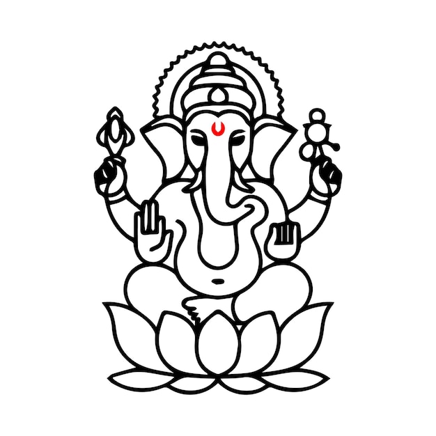 Vector lord ganesh chaturthi line art illustration