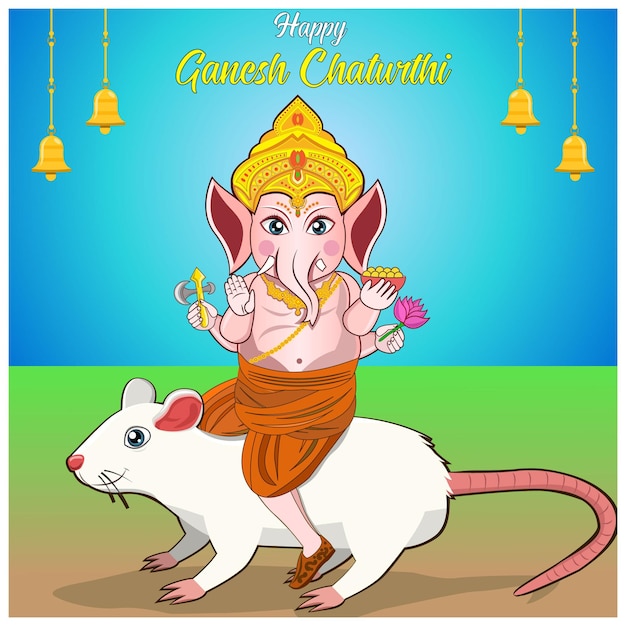 Vettore lord ganesh su rat