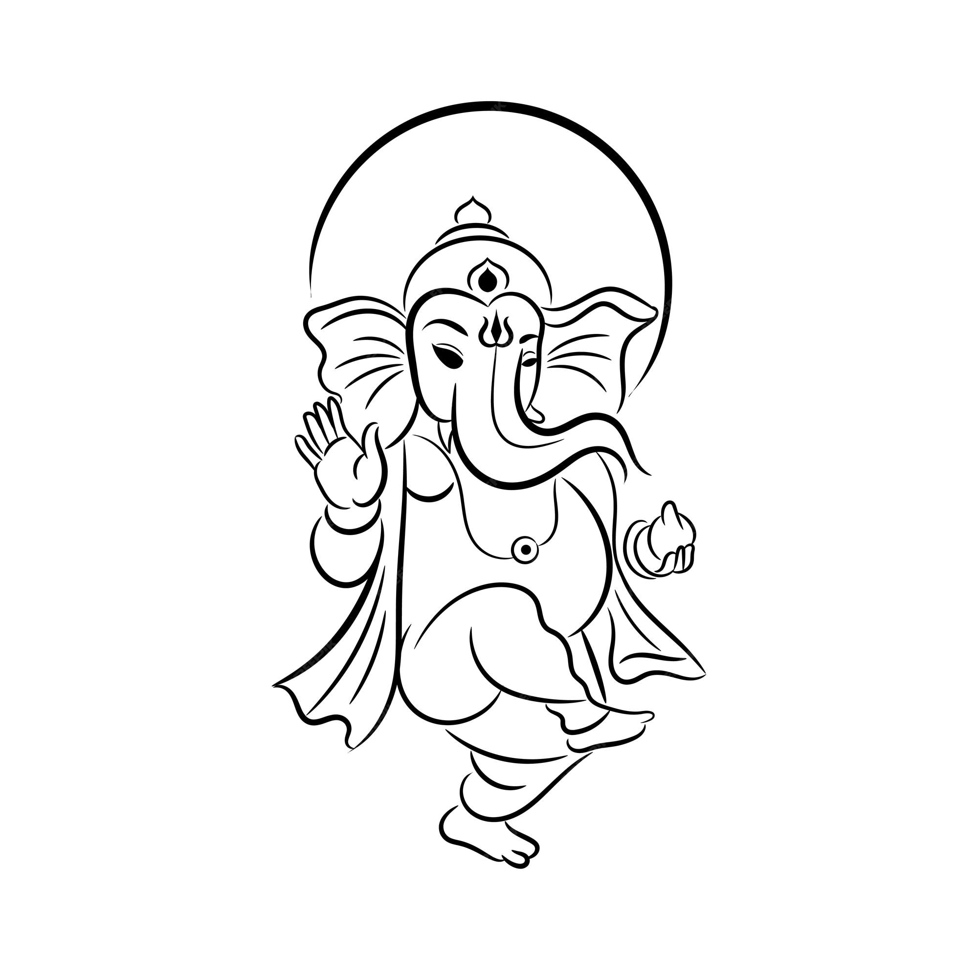 Premium Vector | Lord ganesha hand draw outline vector