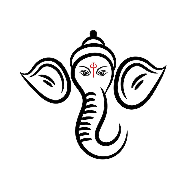 Lord Ganesha minimaal schetslogo-ontwerp