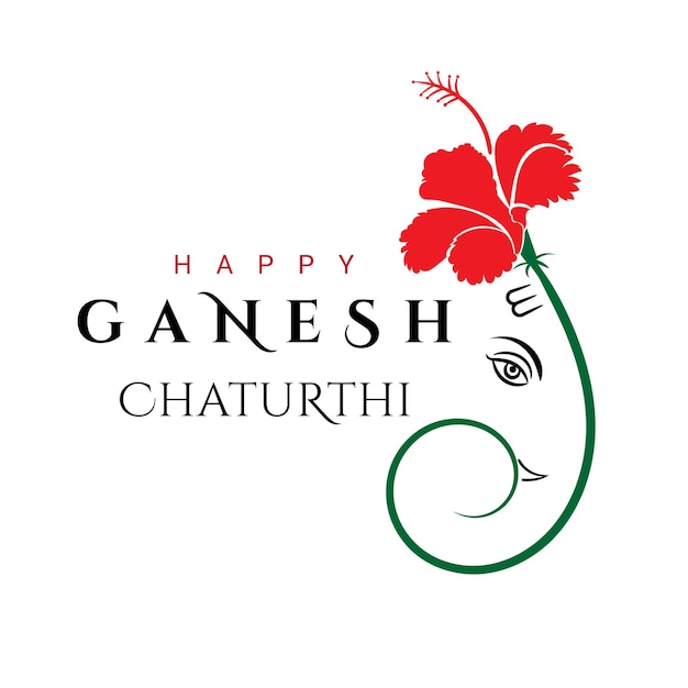 Lord Ganesha symbool illustratie met Hibiscus bloem voor Ganesh Chaturthi festival