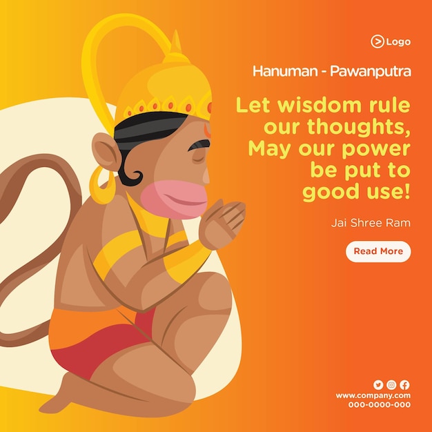 Lord hanuman de pawanputra banner ontwerpsjabloon