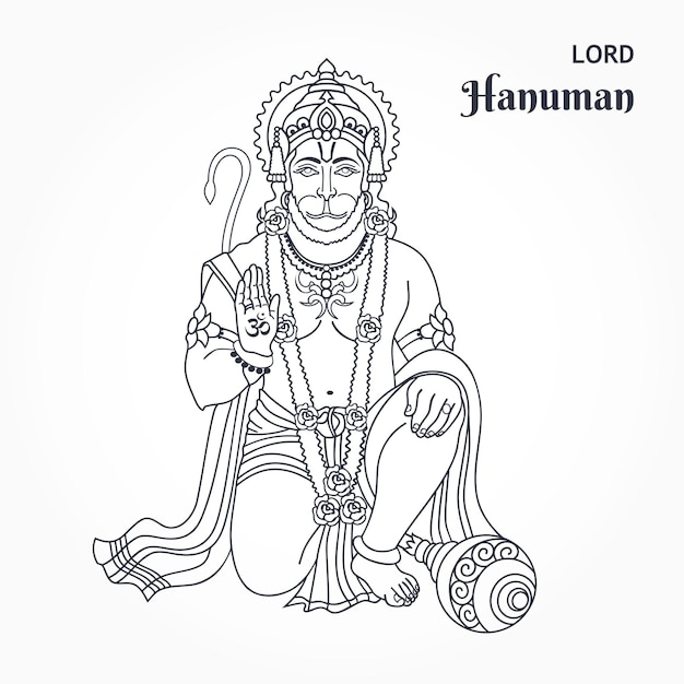 Vector lord hanuman goddelijke vanara metgezel van god rama