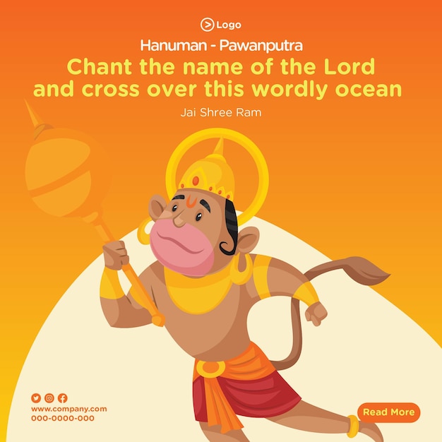 Lord hanuman the pawanputra banner design template