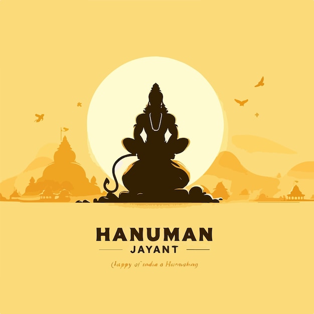 Vector lord hanuman silhouette vector hanuman jayanti festival religious background