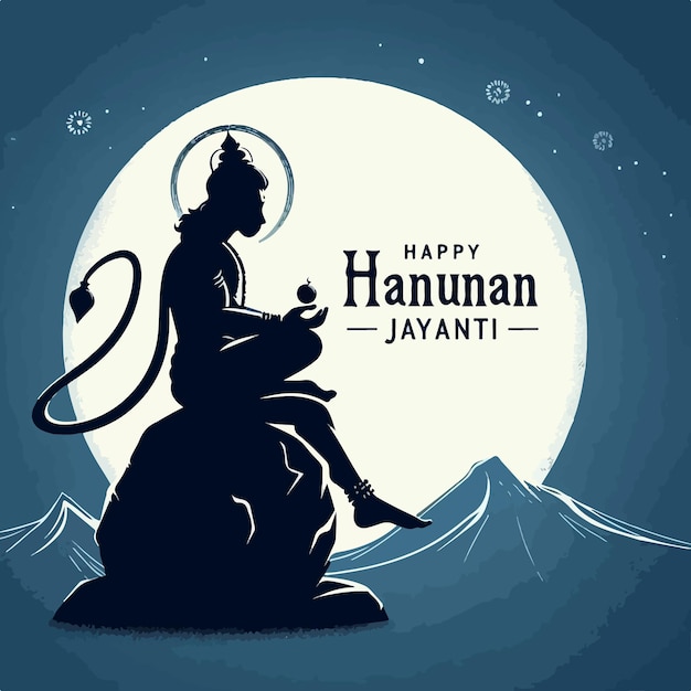 Vector lord hanuman silhouette vector hanuman jayanti festival religious background