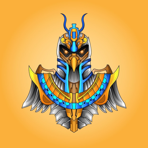 The lord of Horus Pharaoh God Face and head Egyptian Eagle esport mascot logo design