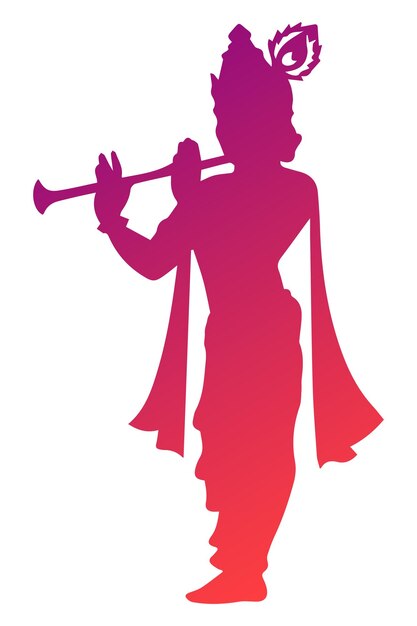 Vector lord krishna silhouette flat vector illustration