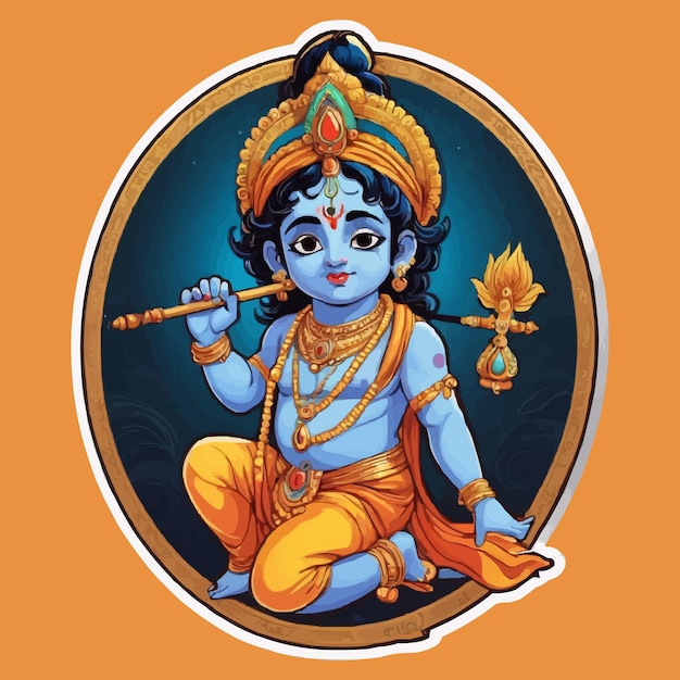 Vector lord krishna sticker