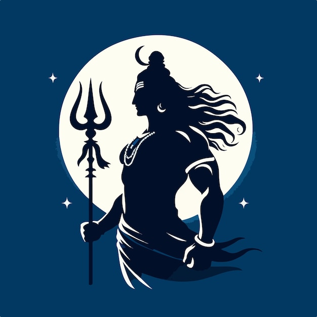 Vector lord mahadev silhouette vector illustration mahashivratri background indian fastival
