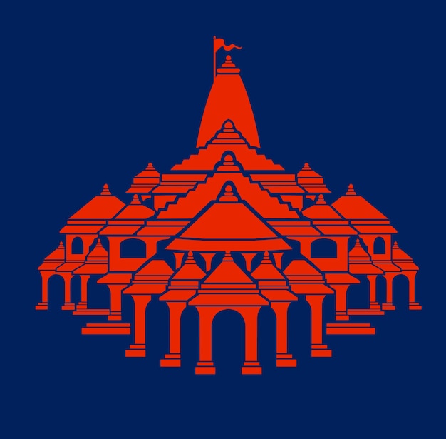 Vector lord ram temple vector icon ram mandir vector icon