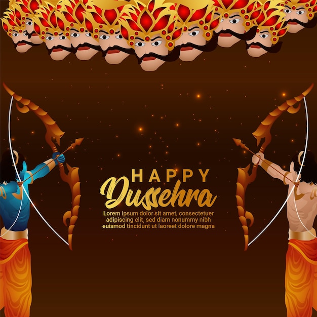 Lord rama doden ravana in dussehra festival vectorillustratie