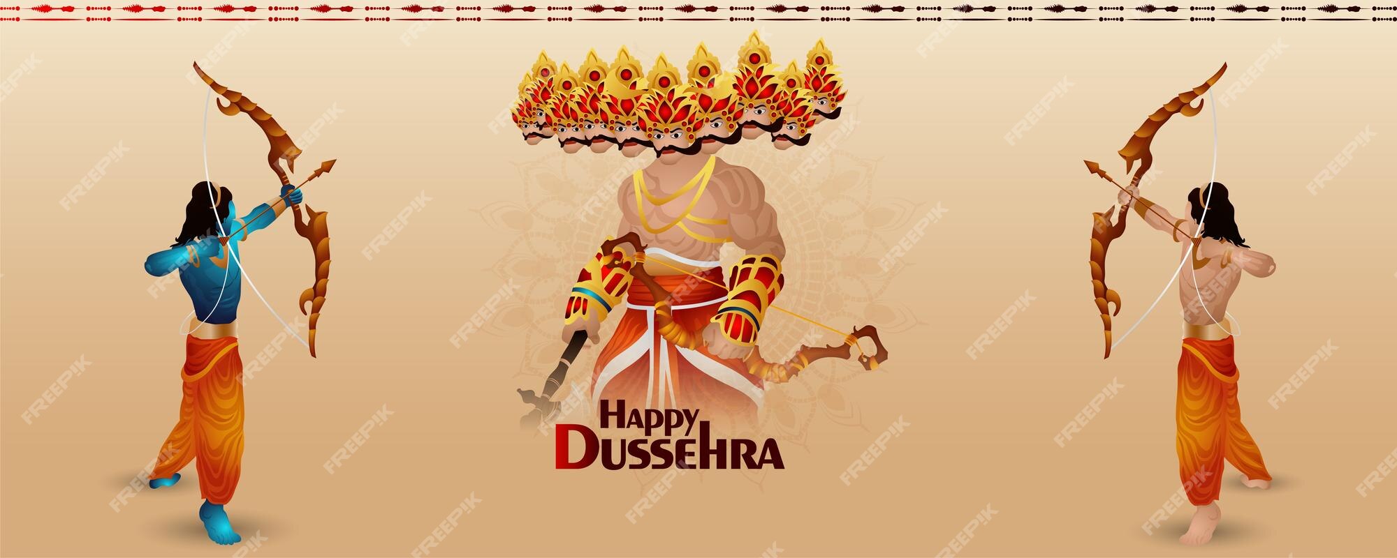 Premium Vector | Lord rama killing ravana in dussehra festival ...